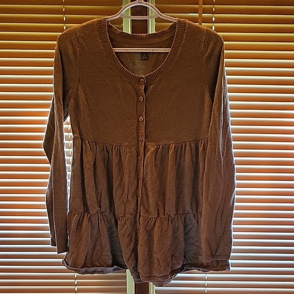 Apt. 9 Brown Buttoned Tiered Blouse